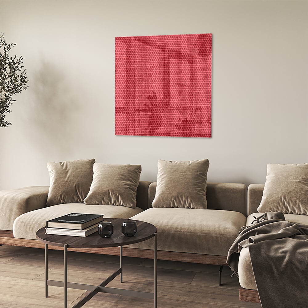 Modernes Glasbild in klarem Rot – Glasbild aus Sicherheitsglas, Größe 90x90_rond