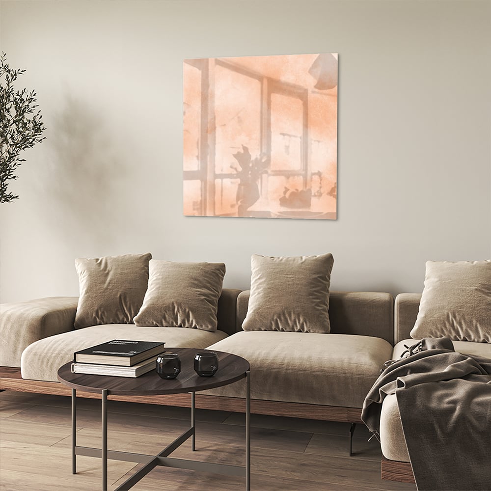 Glasbild in warmen Farbtönen für ein elegantes Interieur – Glasbild aus Sicherheitsglas, Größe 90x90_rond