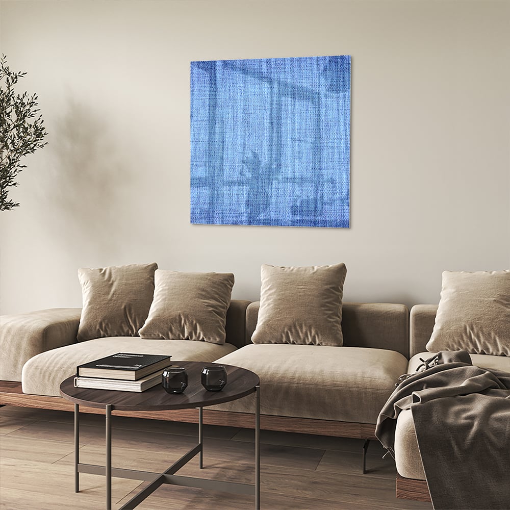 Elegantes blaues Glasbild für moderne Innenräume – Glasbild aus Sicherheitsglas, Größe 90x90_rond