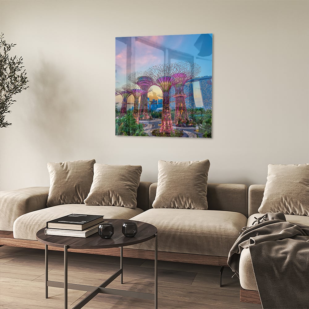 Glasbild mit Baum des Lebens – Glasbild aus Sicherheitsglas, Größe 90x90_rond