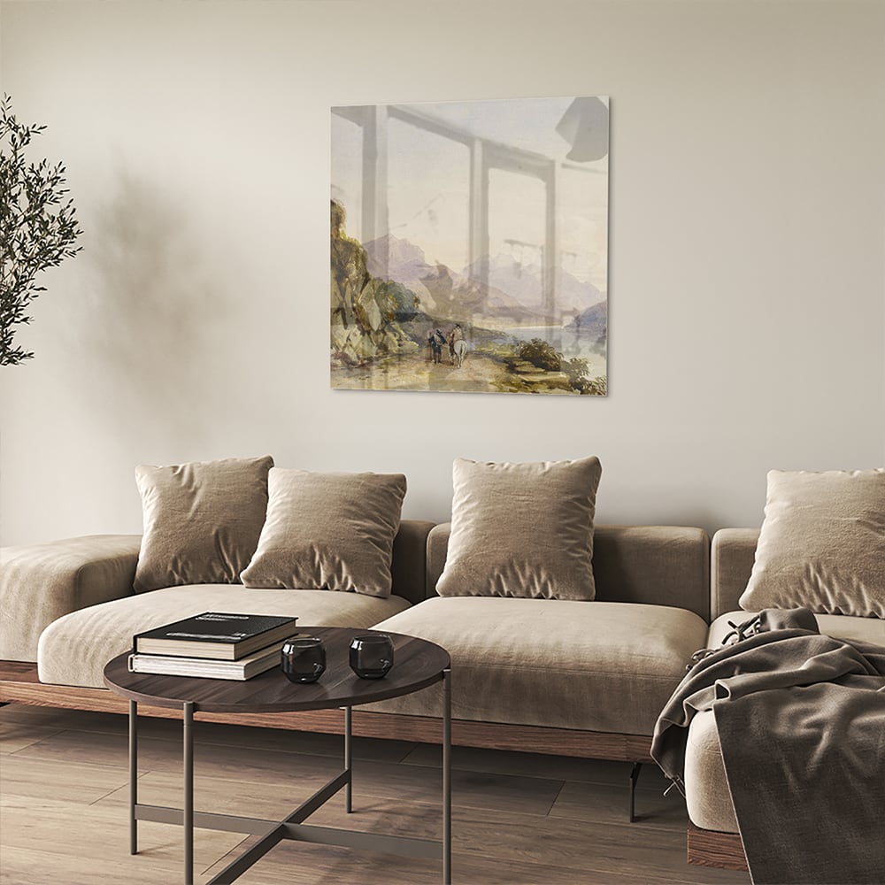 Atemberaubendes Glasbild mit Landschaft – Glasbild aus Sicherheitsglas, Größe 90x90_rond
