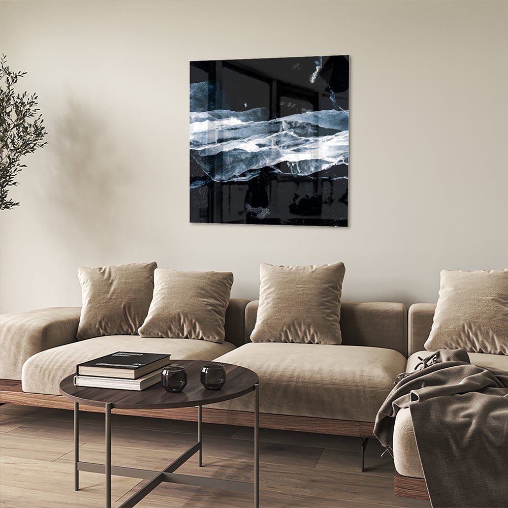 Abstraktes Glasbild für den Innenraum bei Nacht – Glasbild aus Sicherheitsglas, Größe 90x90_rond