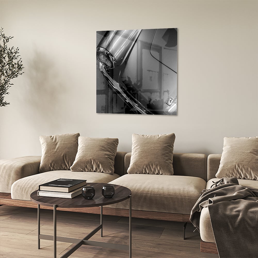 Elegantes Glasbild mit modernem abstraktem Design – Glasbild aus Sicherheitsglas, Größe 90x90_rond