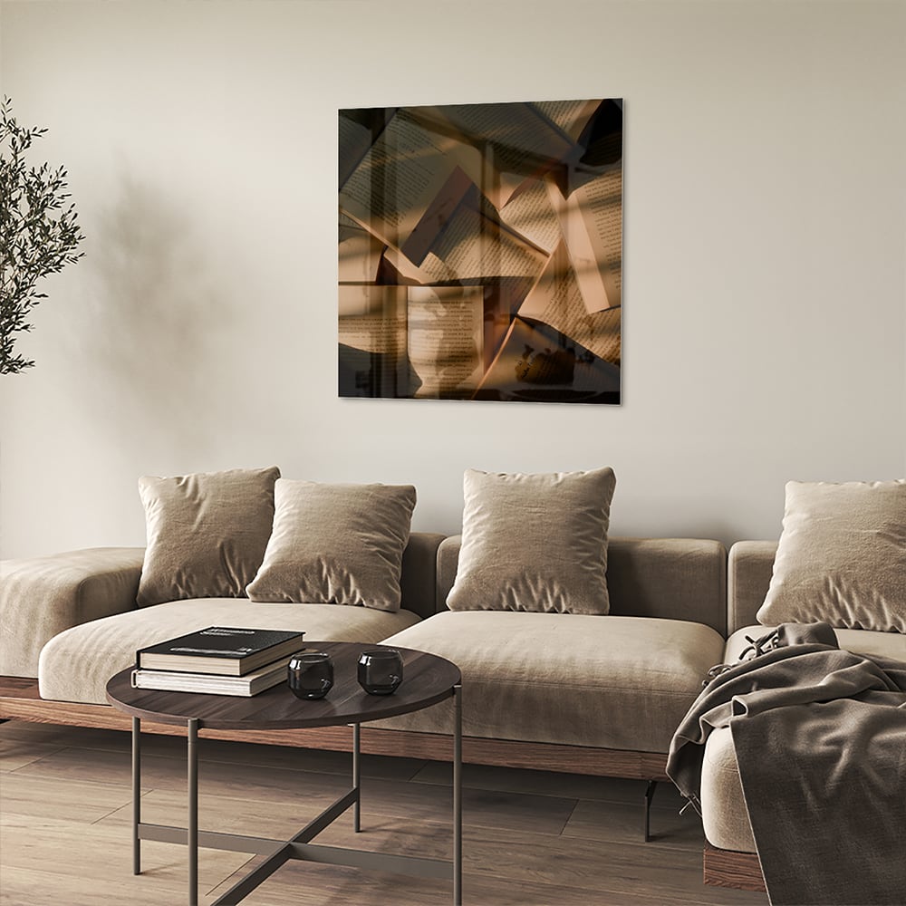Modernes Glasbild mit abstrakten Formen – Glasbild aus Sicherheitsglas, Größe 90x90_rond