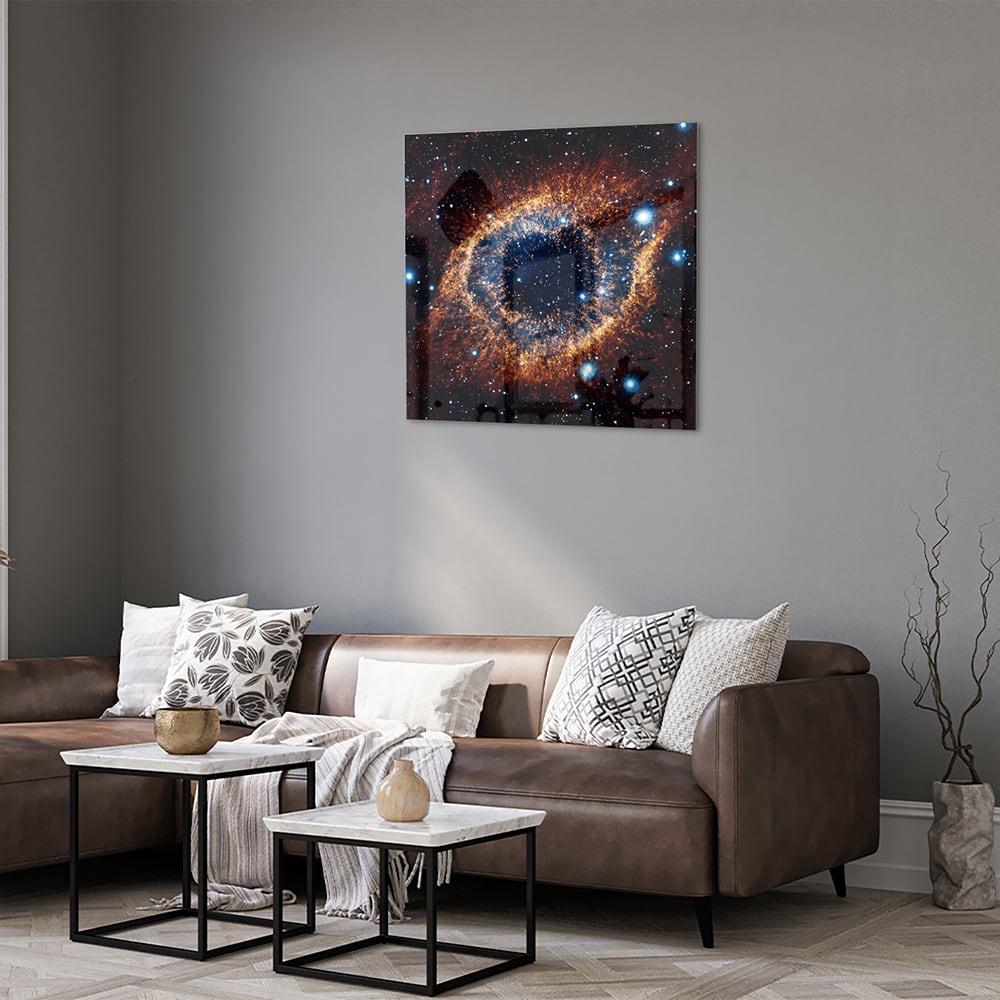 Kosmisches Glasbild mit Galaxie – Glasbild aus Sicherheitsglas, Größe 120x80