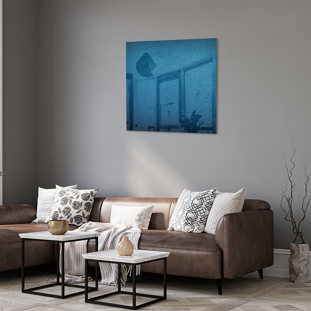 Blaues Glasbild mit Reflexionseffekt – Glasbild aus Sicherheitsglas, Größe 120x80