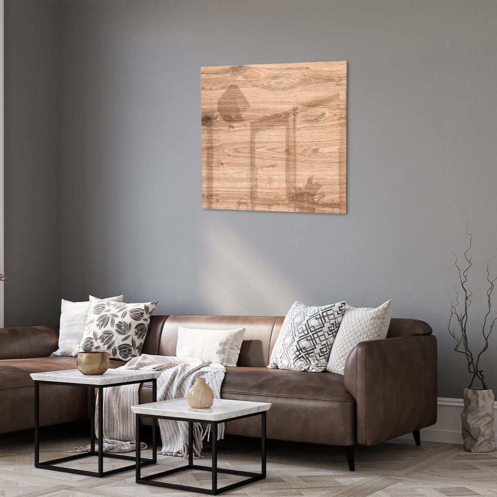 Rustikales Glasbild mit Holzoptik – Glasbild aus Sicherheitsglas, Größe 120x80