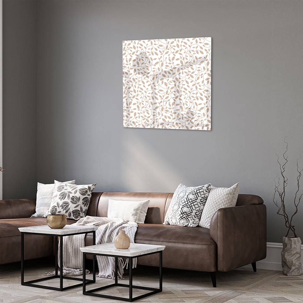 Elegantes Glasbild mit Blattmuster – Glasbild aus Sicherheitsglas, Größe 120x80