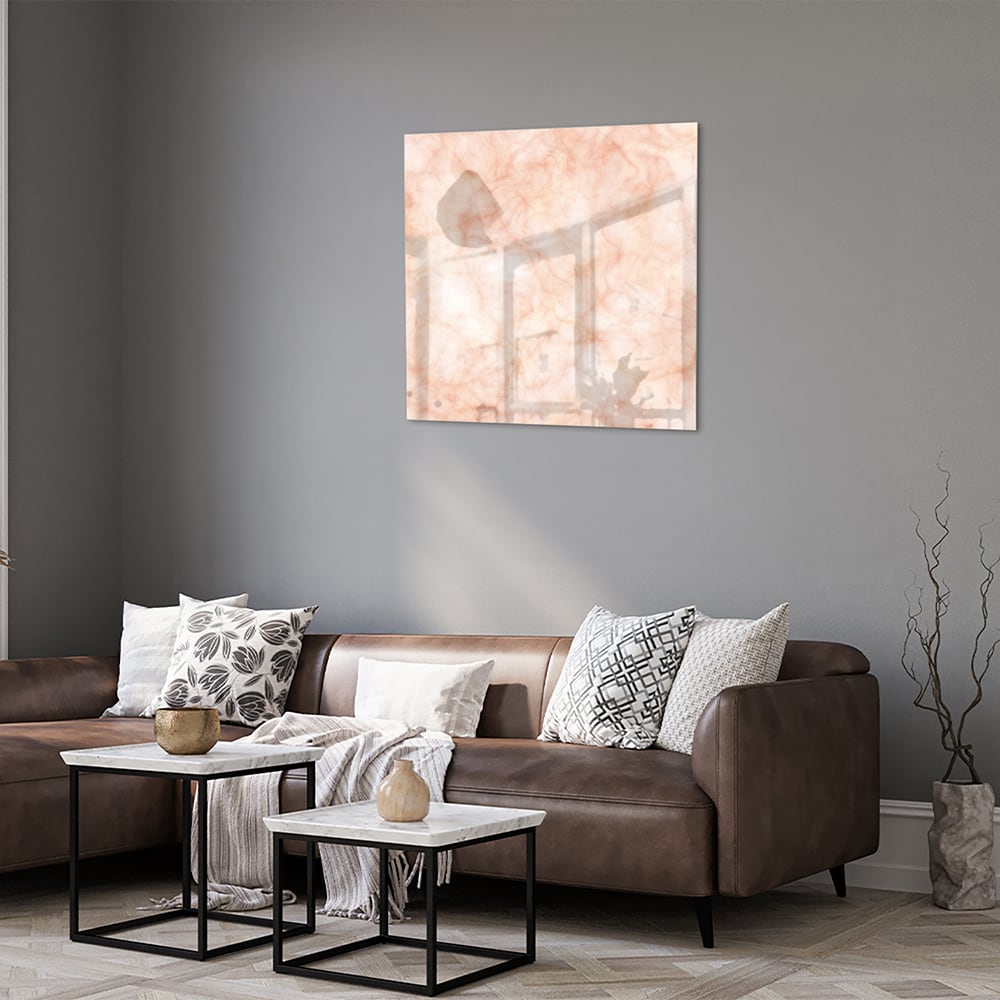 Hellrosa abstraktes Glasbild für ein elegantes Interieur – Glasbild aus Sicherheitsglas, Größe 120x80