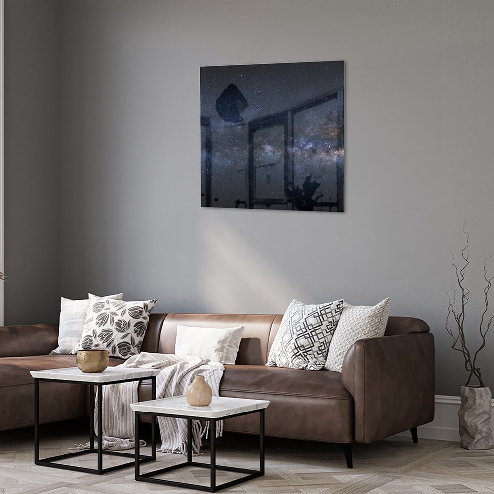 Glasbild mit einem bezaubernden Sternenhimmel – Glasbild aus Sicherheitsglas, Größe 120x80