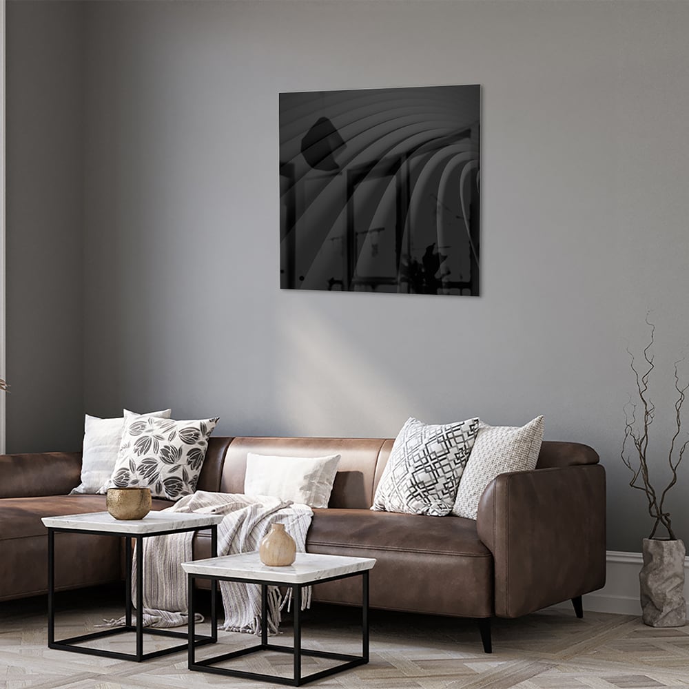 Elegantes schwarzes Glasbild für ein modernes Interieur – Glasbild aus Sicherheitsglas, Größe 120x80