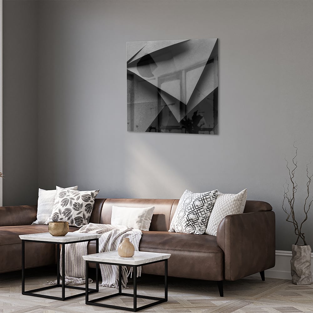 Modernes Glasbild mit geometrischem Motiv – Glasbild aus Sicherheitsglas, Größe 120x80