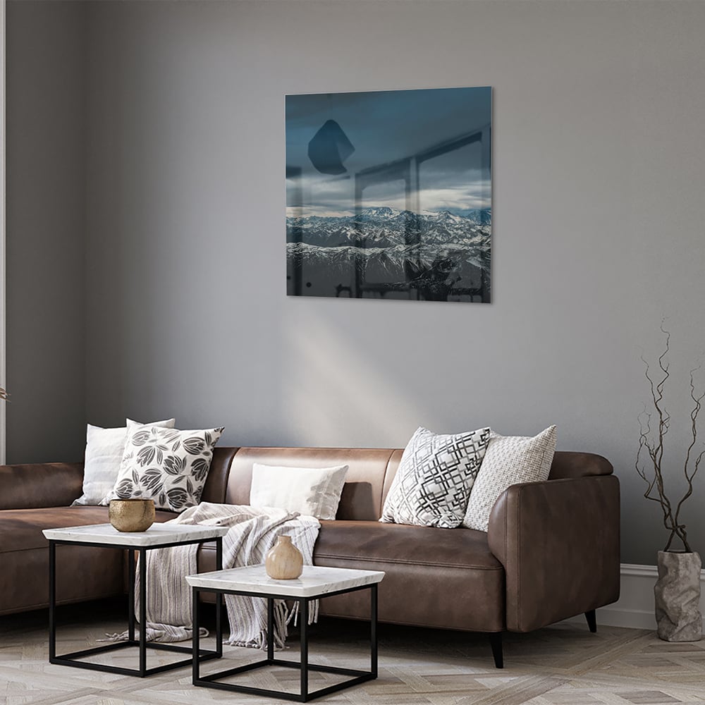 Glasbild mit majestätischer Berglandschaft – Glasbild aus Sicherheitsglas, Größe 120x80