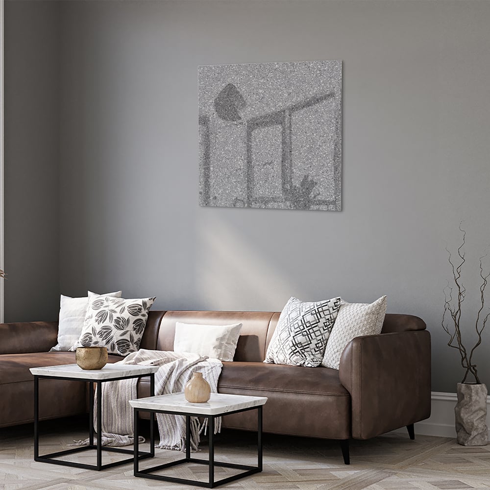 Glasbild mit abstrakten Grautönen – Glasbild aus Sicherheitsglas, Größe 120x80