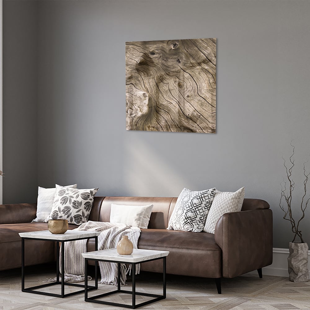 Glasbild mit Holzmaserung – Glasbild aus Sicherheitsglas, Größe 120x80