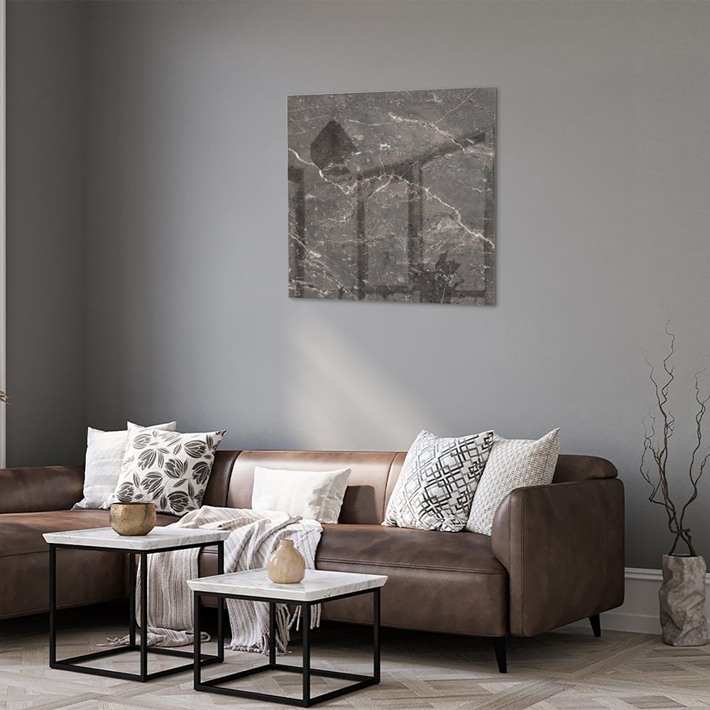 Elegantes Glasbild mit Marmordesign – Glasbild aus Sicherheitsglas, Größe 120x80