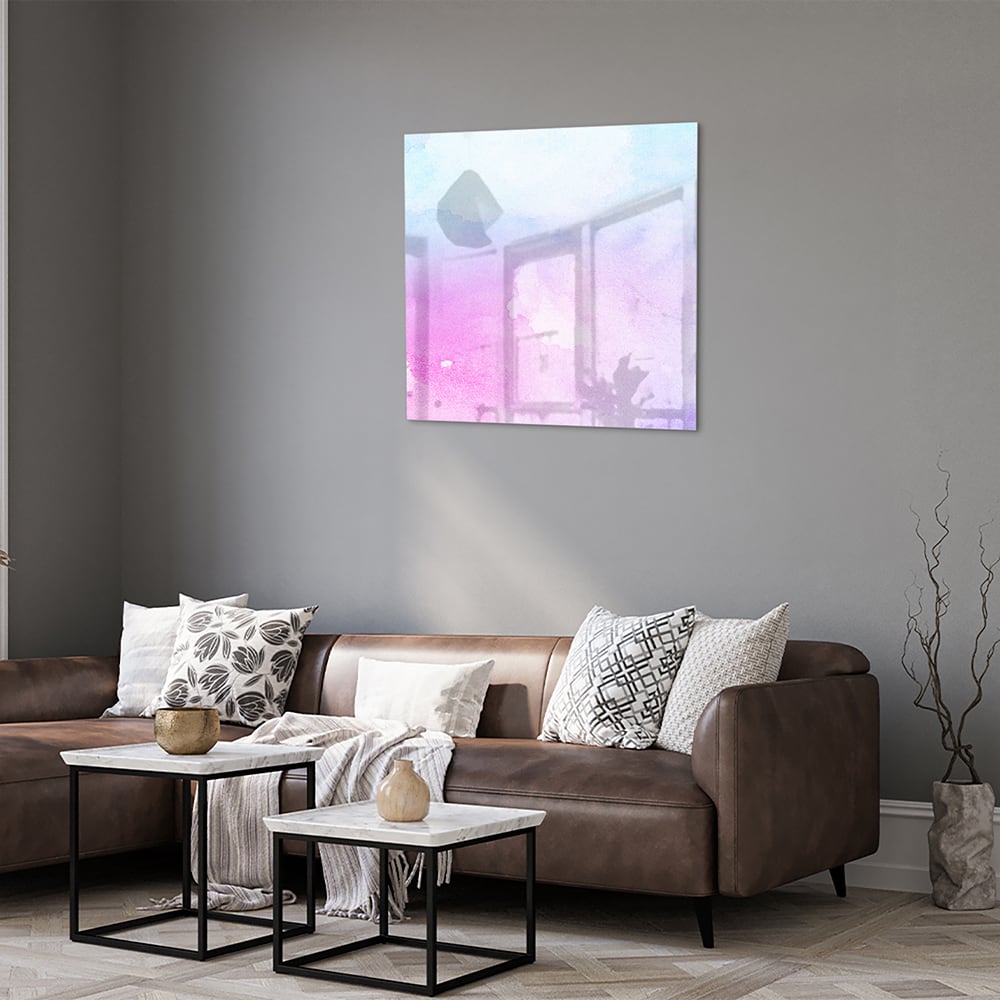 Raffiniertes Glasbild mit violetten Farbtönen – Glasbild aus Sicherheitsglas, Größe 120x80