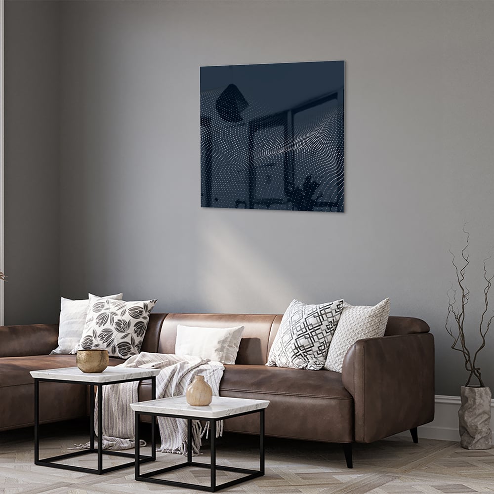 Modernes Glasbild in Tiefblau – Glasbild aus Sicherheitsglas, Größe 120x80