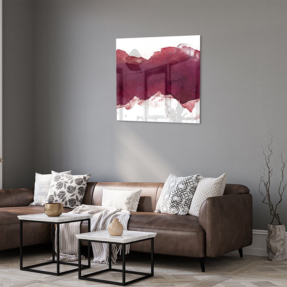 Abstraktes Glasbild in Tiefrot – Glasbild aus Sicherheitsglas, Größe 120x80