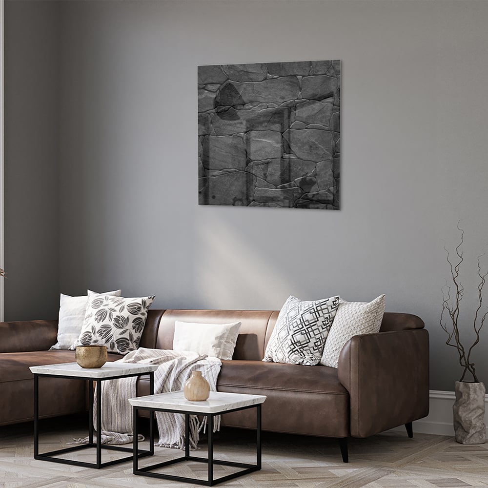 Modernes Glasbild in Schwarz und Grau – Glasbild aus Sicherheitsglas, Größe 120x80