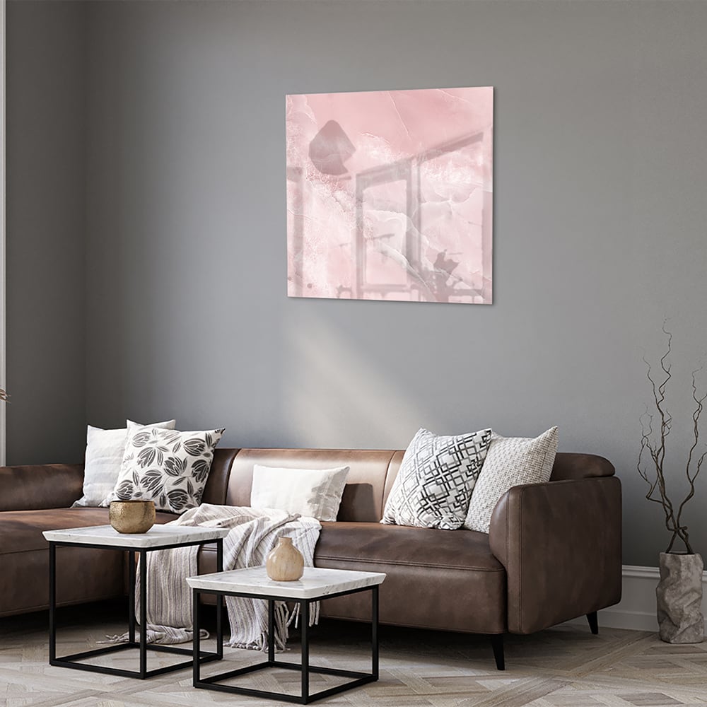 Elegantes Glasbild in sanften Rosatönen – Glasbild aus Sicherheitsglas, Größe 120x80