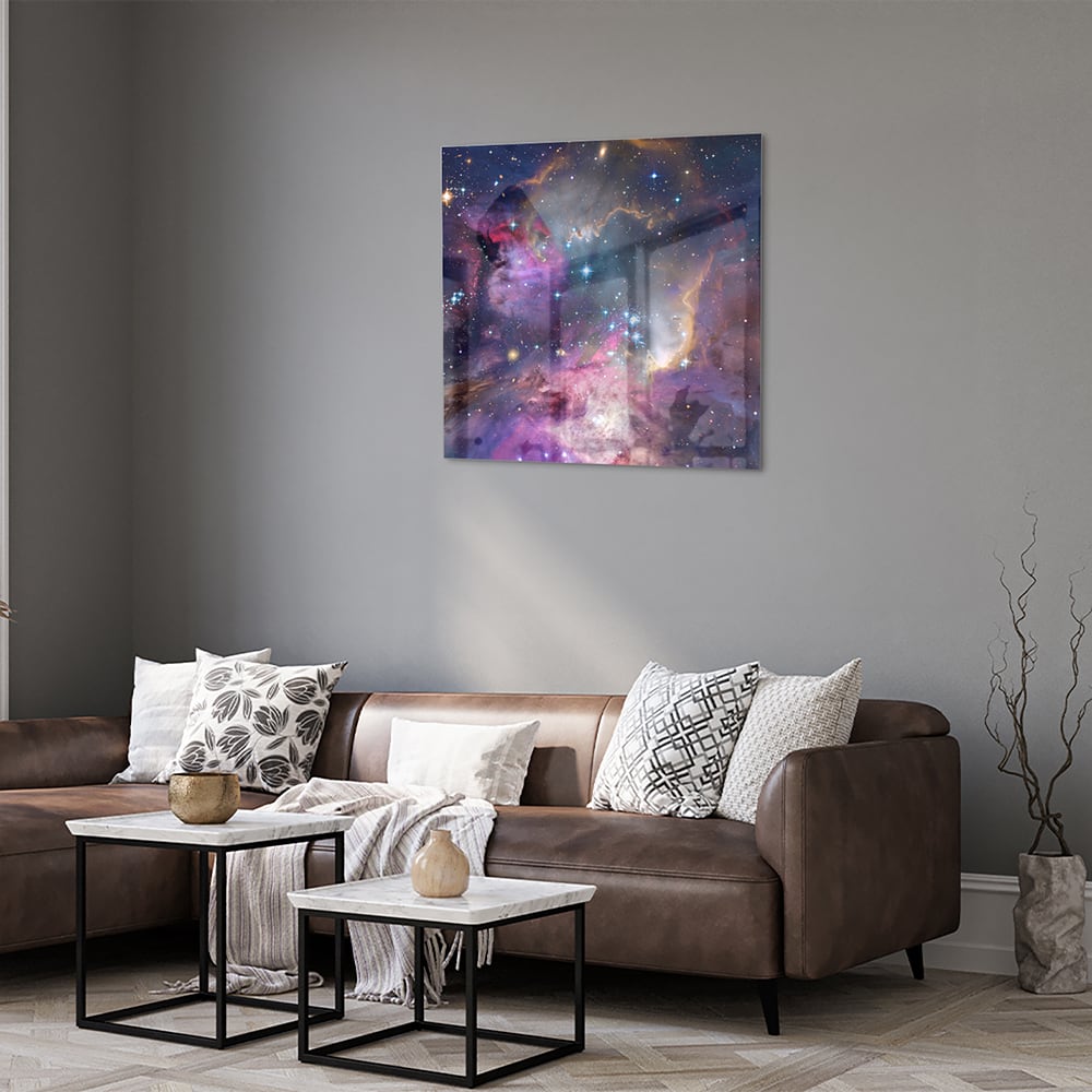 Zauberhaftes Glasbild mit dem Universum – Glasbild aus Sicherheitsglas, Größe 120x80