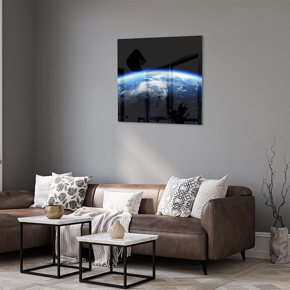 Wunderschönes Glasbild mit der Erde – Glasbild aus Sicherheitsglas, Größe 120x80