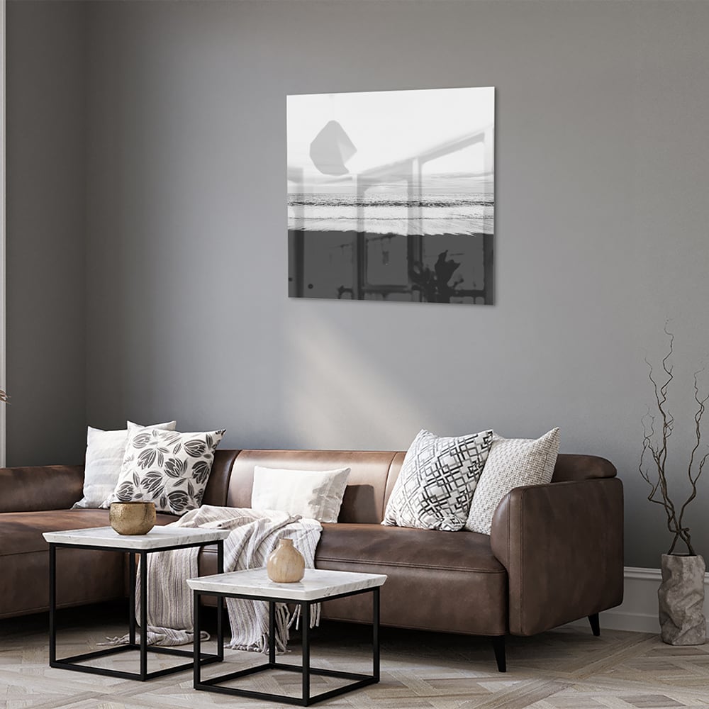 Minimalistisches Schwarz-Weiß-Glasbild – Glasbild aus Sicherheitsglas, Größe 120x80