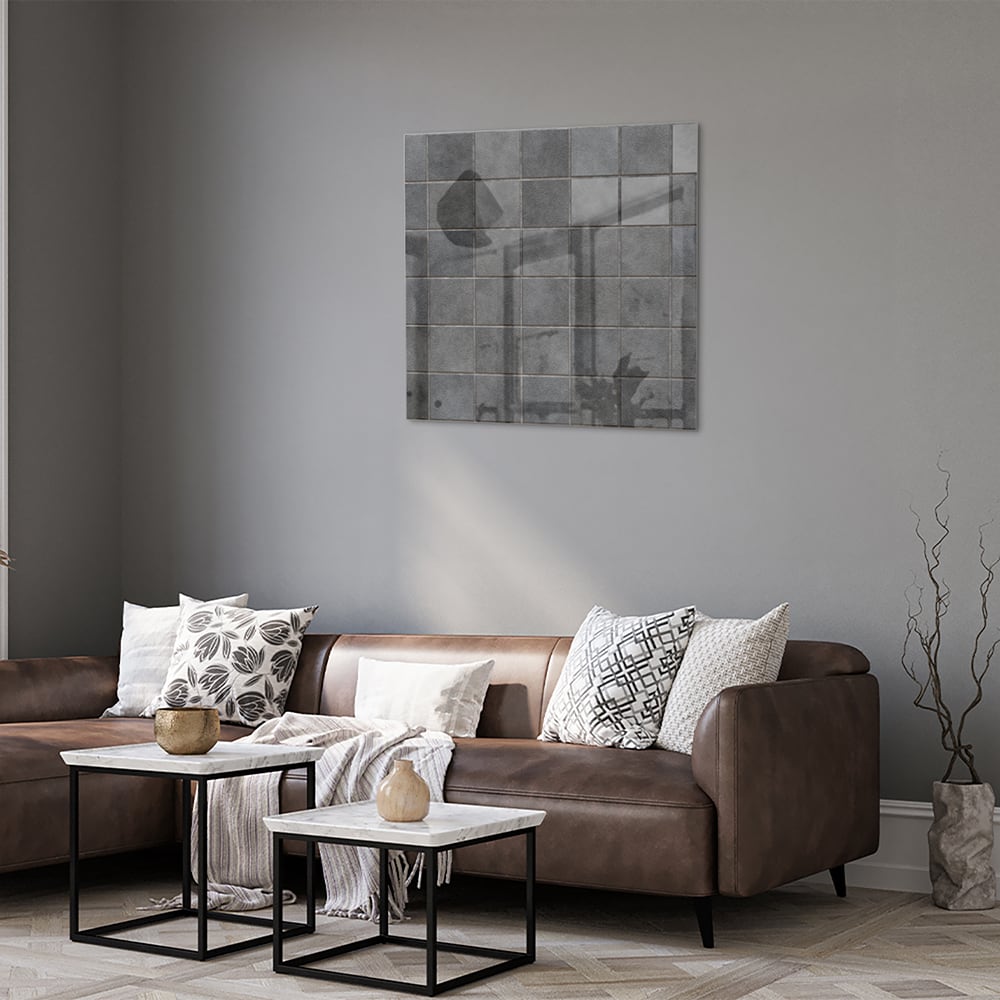 Modernes Glasbild mit Grautönen – Glasbild aus Sicherheitsglas, Größe 120x80