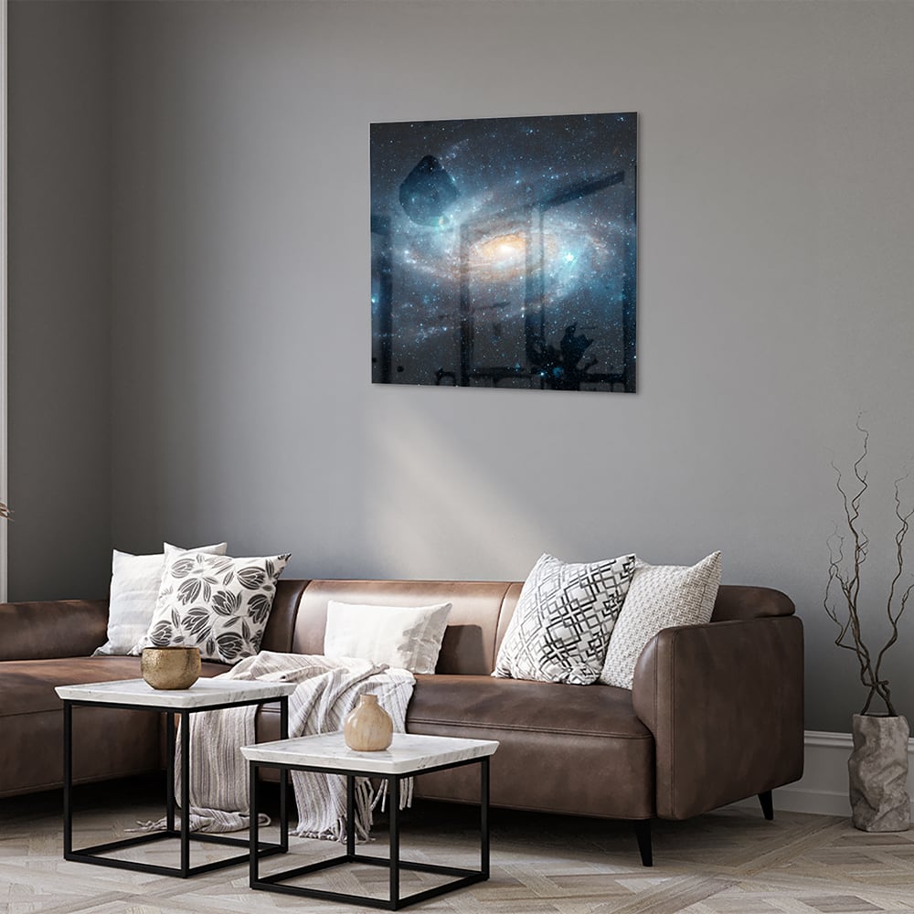 Mystisches Glasbild mit einer Galaxie – Glasbild aus Sicherheitsglas, Größe 120x80