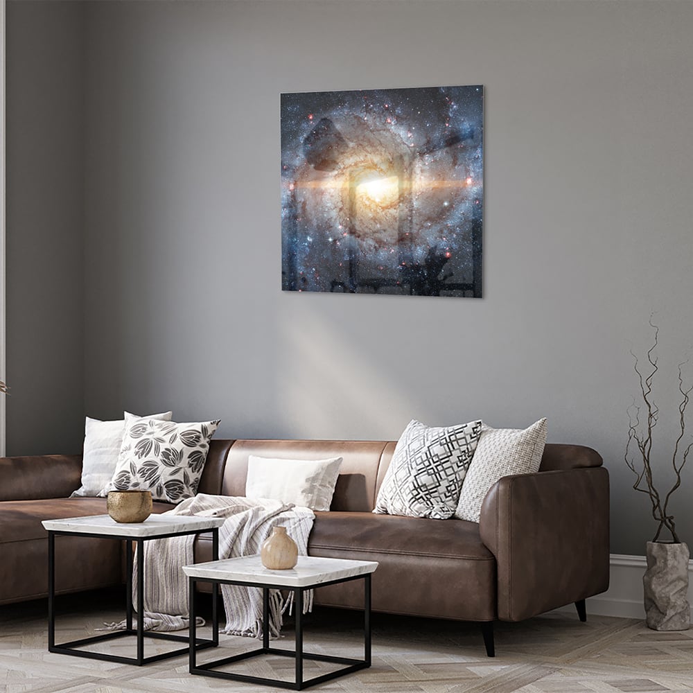 Glasbild mit einer zauberhaften Galaxie – Glasbild aus Sicherheitsglas, Größe 120x80