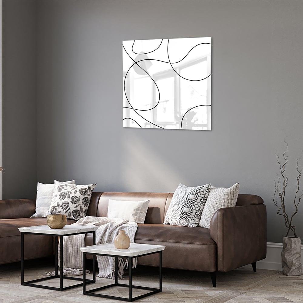 Modernes Glasbild mit schwarzen Linien – Glasbild aus Sicherheitsglas, Größe 120x80