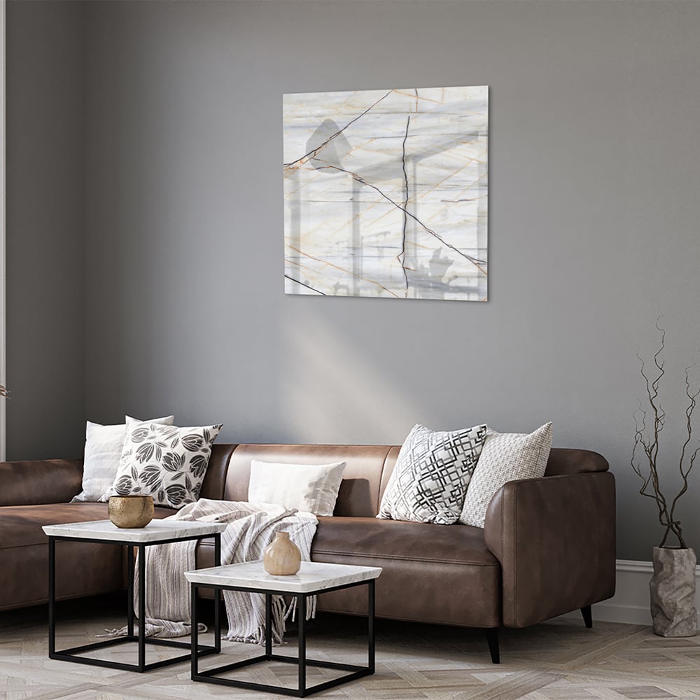 Elegantes Glasbild mit Marmoroptik – Glasbild aus Sicherheitsglas, Größe 120x80