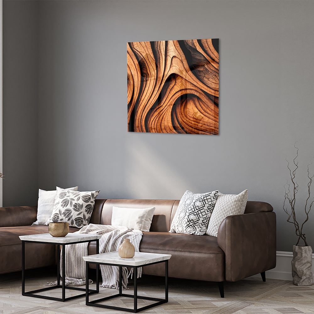 Elegantes Glasbild mit Holzstruktur – Glasbild aus Sicherheitsglas, Größe 120x80