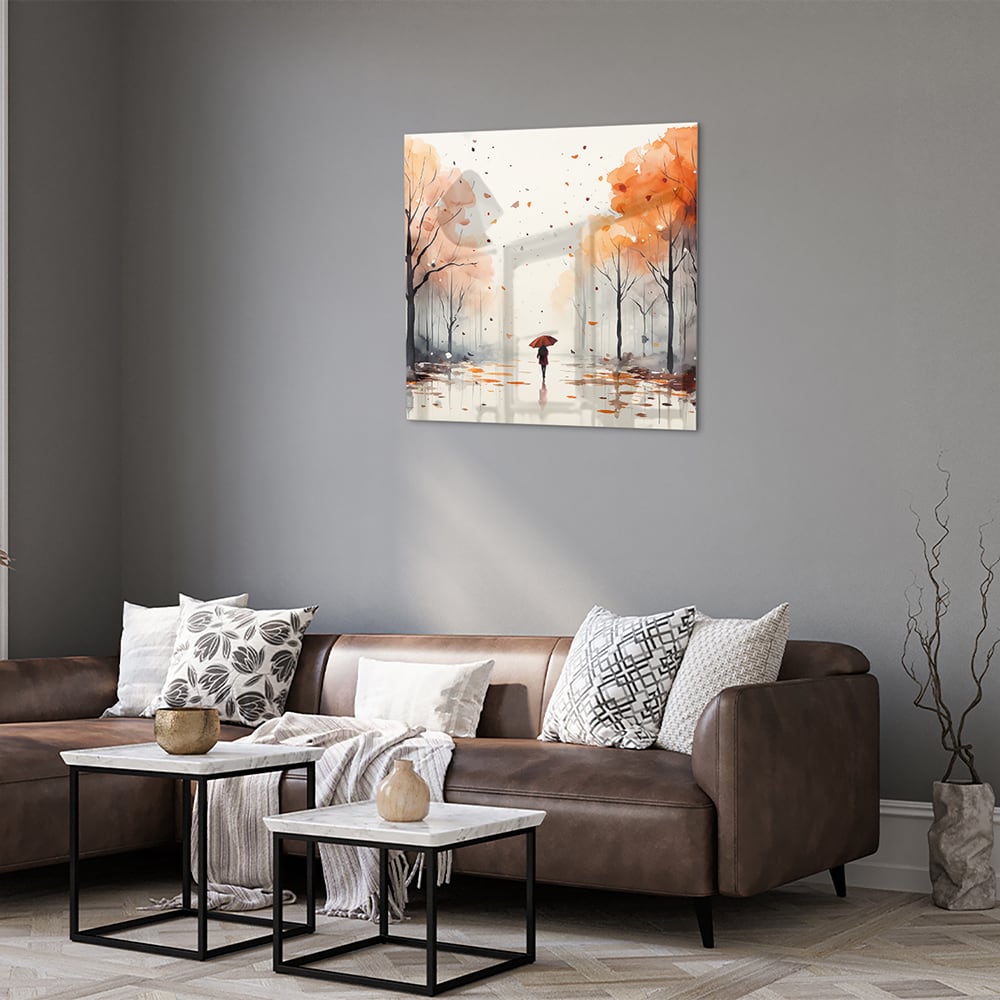 Zauberhaftes Glasbild mit Herbstlandschaft – Glasbild aus Sicherheitsglas, Größe 120x80