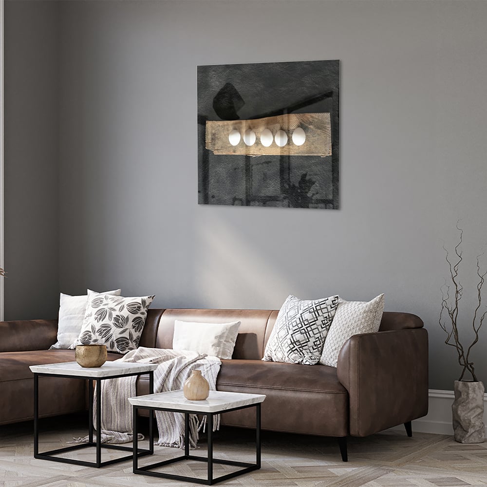 Elegantes Glasbild mit beleuchteten Akzenten – Glasbild aus Sicherheitsglas, Größe 120x80