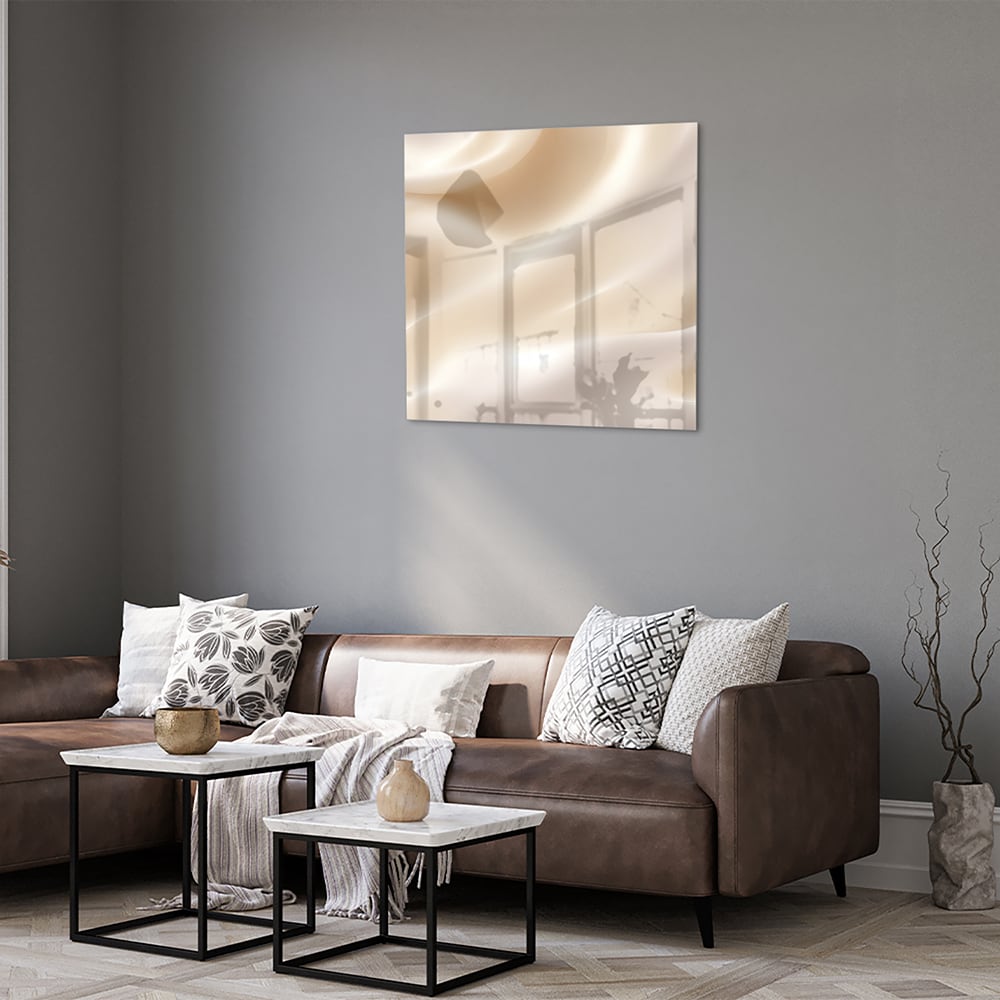 Minimalistisches Glasbild mit warmen Farbtönen – Glasbild aus Sicherheitsglas, Größe 120x80