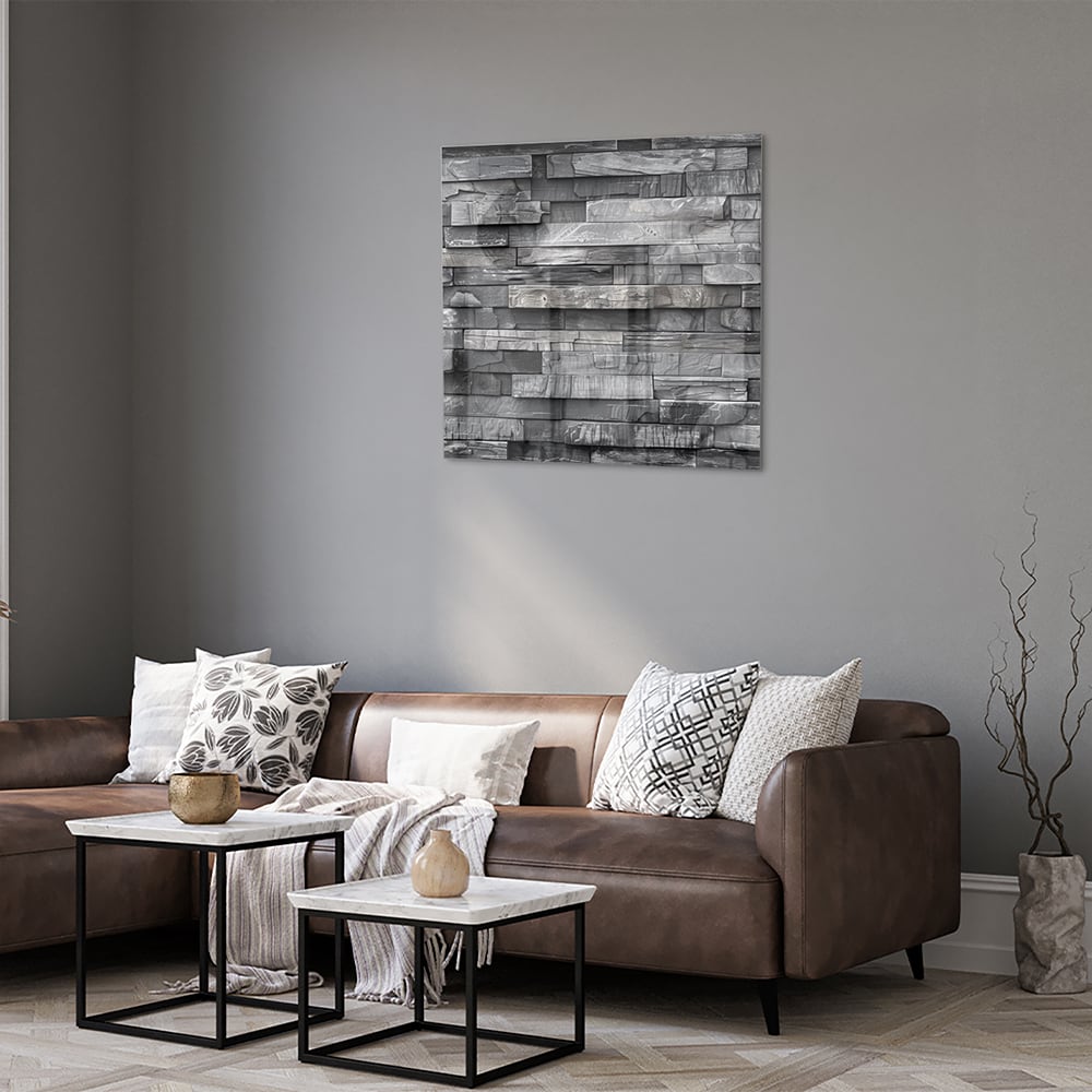 Modernes Glasbild mit grauer Textur – Glasbild aus Sicherheitsglas, Größe 120x80