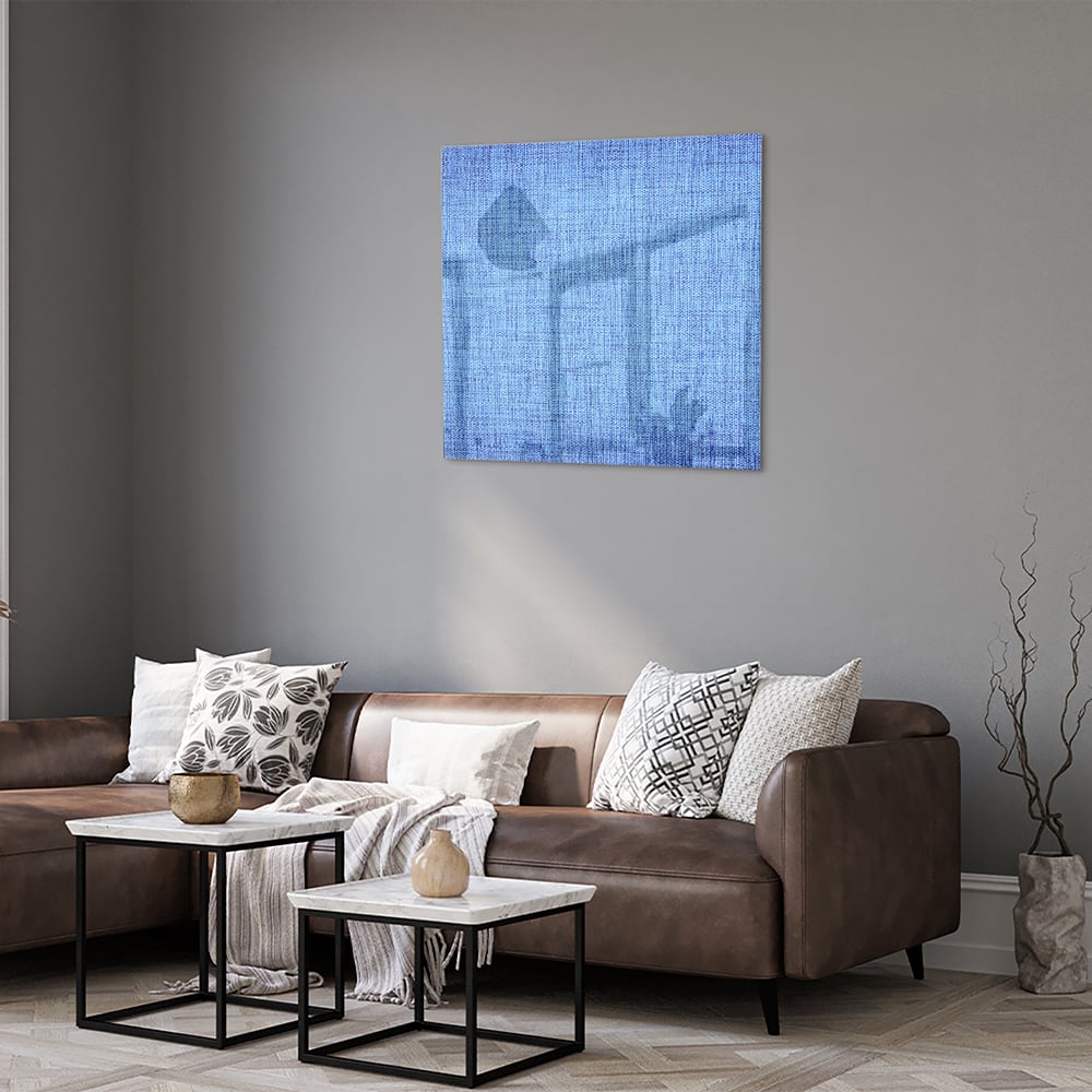 Elegantes blaues Glasbild für moderne Innenräume – Glasbild aus Sicherheitsglas, Größe 120x80