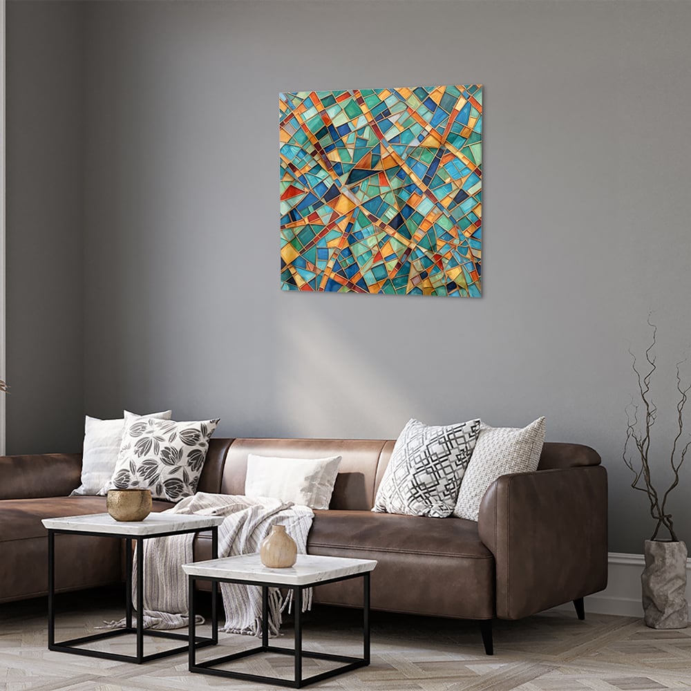 Farbenfrohes abstraktes Glasbild für Ihr Interieur – Glasbild aus Sicherheitsglas, Größe 120x80