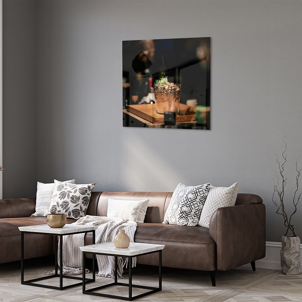 Stilvolles Glasbild mit einem Cocktail – Glasbild aus Sicherheitsglas, Größe 120x80
