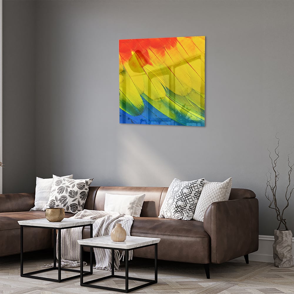 Farbenfrohes Glasbild mit abstrakten Wellen – Glasbild aus Sicherheitsglas, Größe 120x80