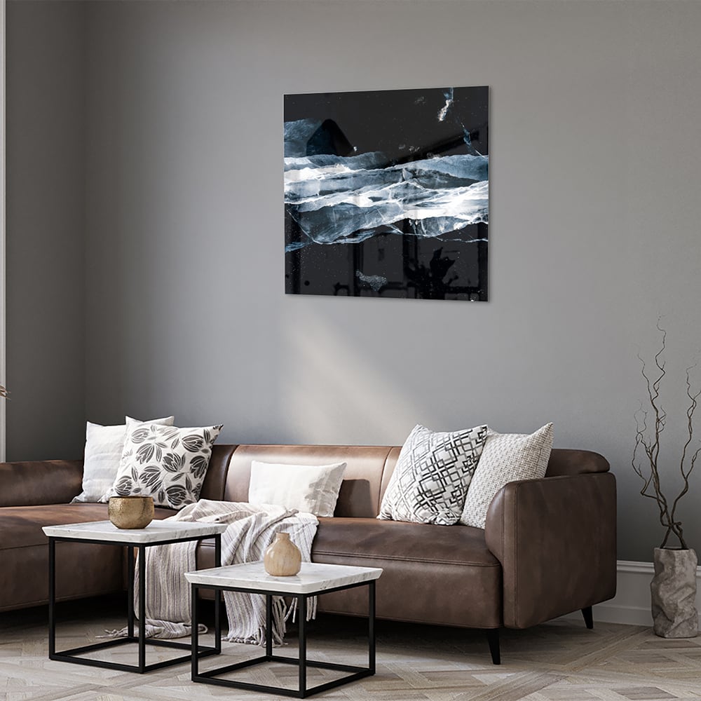 Abstraktes Glasbild für den Innenraum bei Nacht – Glasbild aus Sicherheitsglas, Größe 120x80
