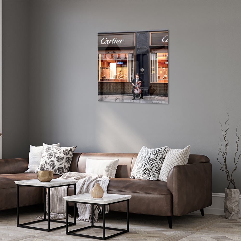 Luxuriöses Cartier-Glasbild für Ihr Interieur – Glasbild aus Sicherheitsglas, Größe 120x80