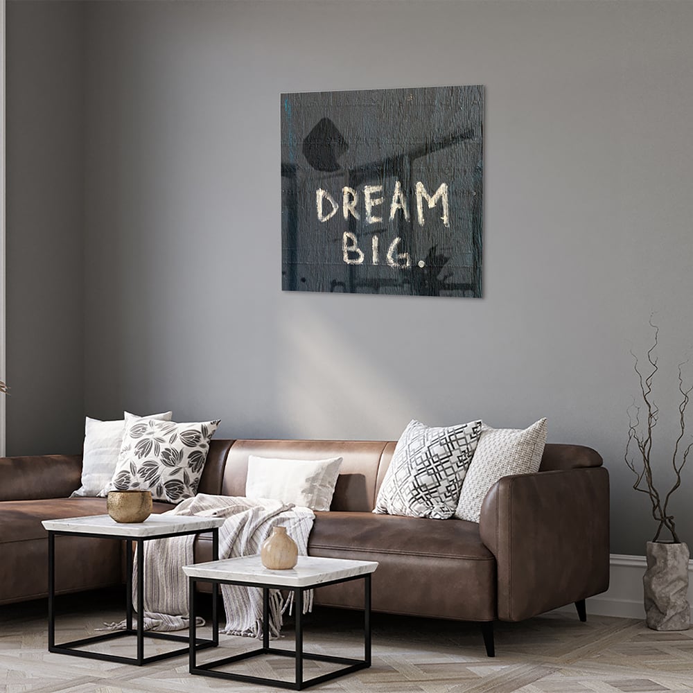 Glasbild 'Dream Big' für ein modernes Interieur – Glasbild aus Sicherheitsglas, Größe 120x80
