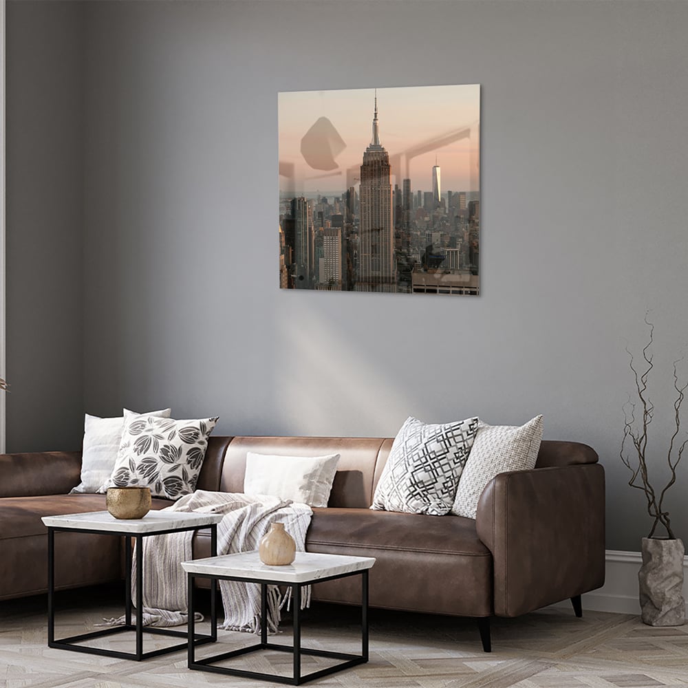 Glasbild mit dem Empire State Building – Glasbild aus Sicherheitsglas, Größe 120x80