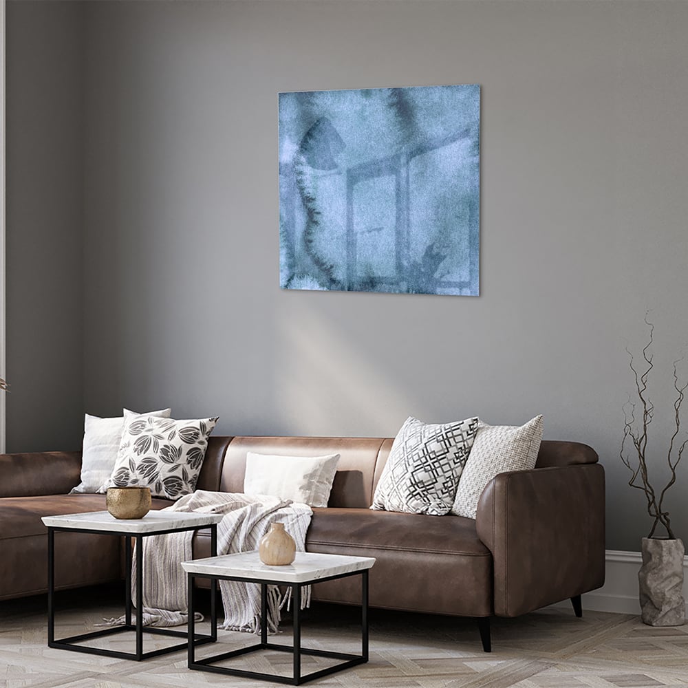 Modernes Glasbild in blauen Farbtönen – Glasbild aus Sicherheitsglas, Größe 120x80