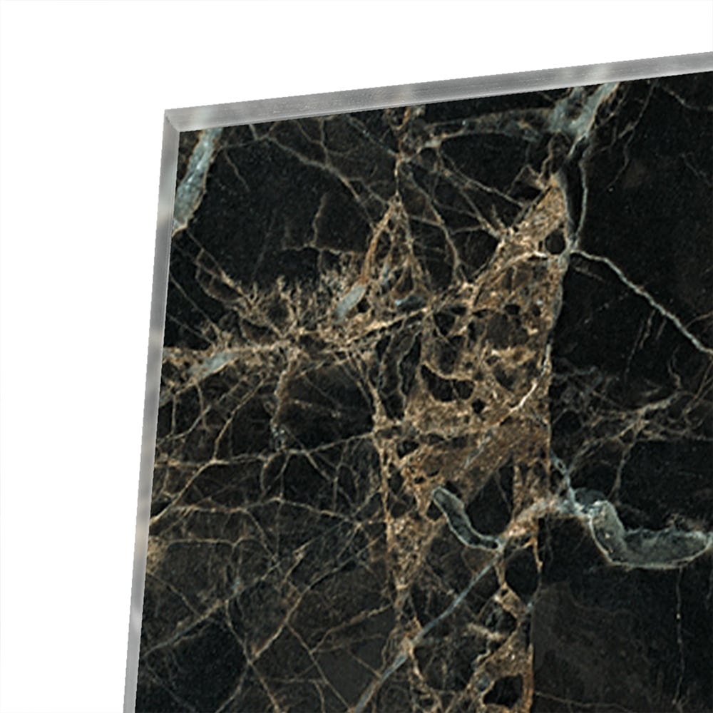Elegantes schwarzes Marmor-Glasbild für luxuriöses Interieur – Glasbild aus Sicherheitsglas, Größe 100x100_rond
