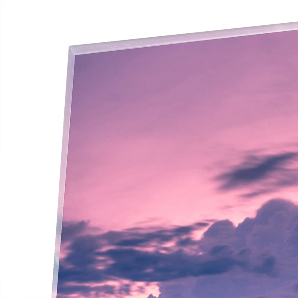 Glasbild mit Stadtblick im Abendlicht – Glasbild aus Sicherheitsglas, Größe 100x100_rond
