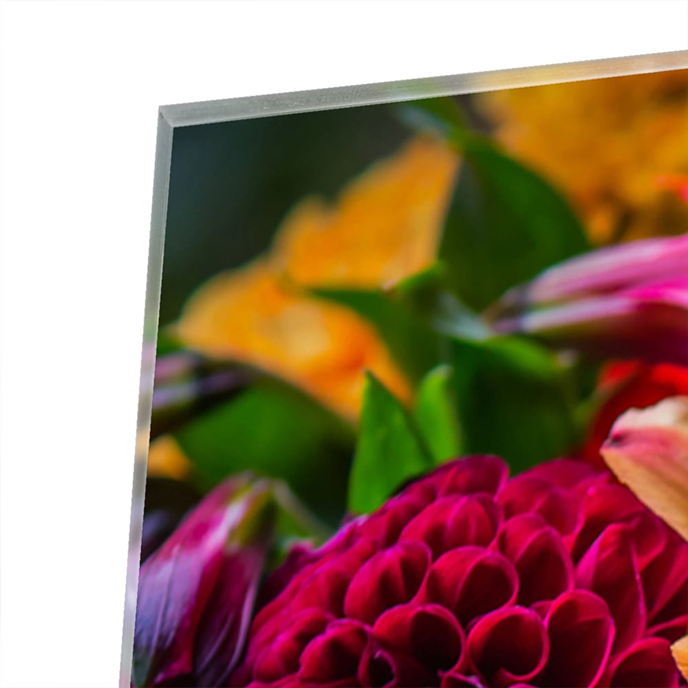 Glasbild – Bunte Blütenpracht – Glasbild aus Sicherheitsglas, Größe 100x100_rond